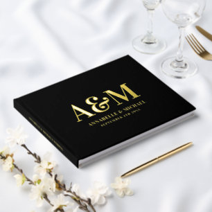 GOLD AND BLACK MONOGRAM MINIMALIST WEDDING  GUEST BOOK