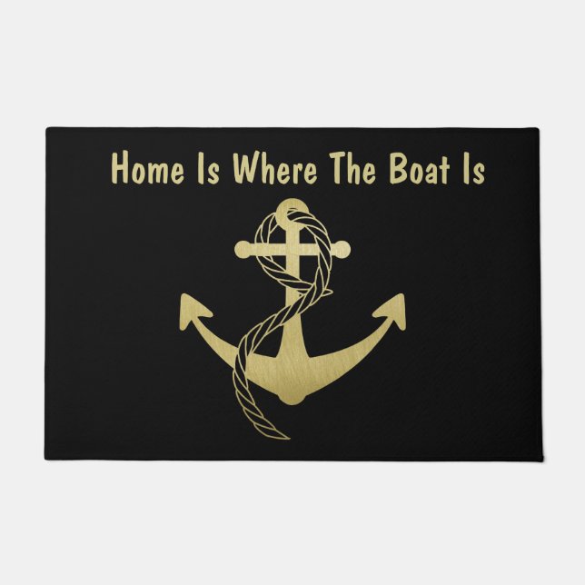 Gold and Black Nautical Doormat (Front)