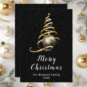 Gold and Black Ornament Merry Christmas Holiday Card