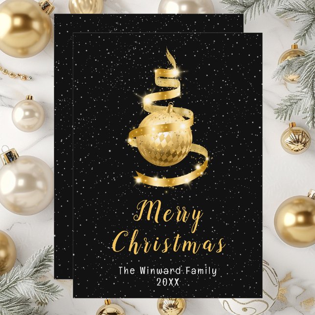 Gold and Black Ornament Merry Christmas Holiday Card (Creator Uploaded)