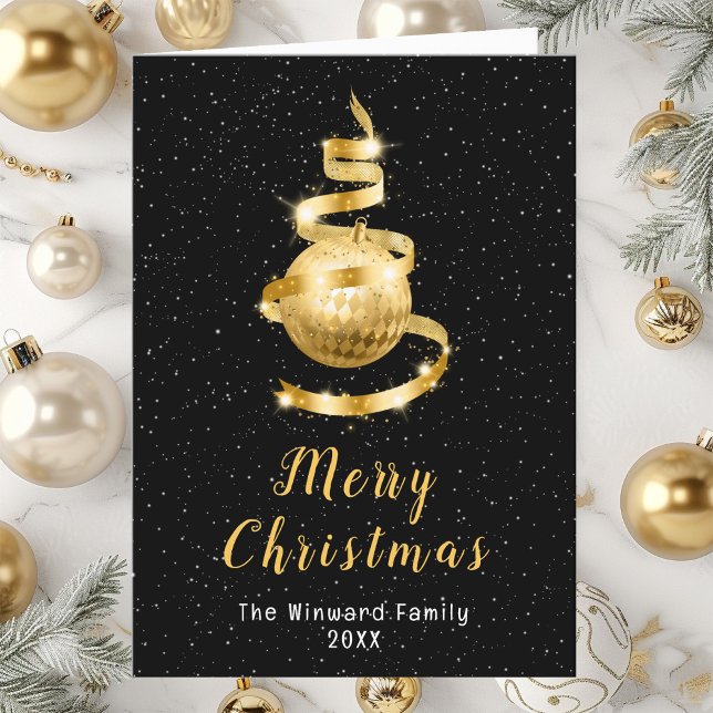Gold and Black Ornament Merry Christmas Holiday Card (Creator Uploaded)