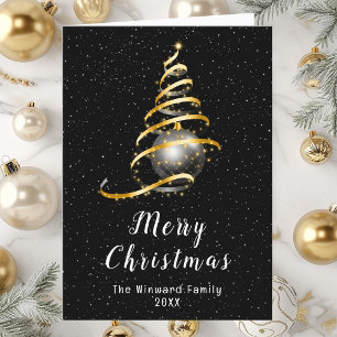 Gold and Black Ornament Merry Christmas Holiday Card