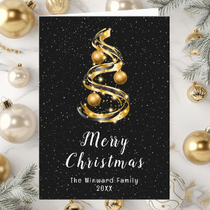 Gold and Black Ornaments Merry Christmas Holiday Card