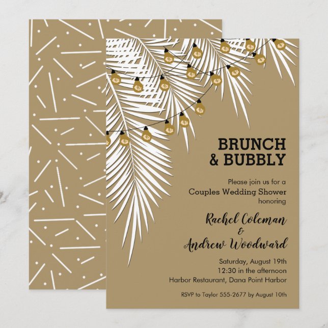Gold and Black Palms Bridal Shower Invitation (Front/Back)