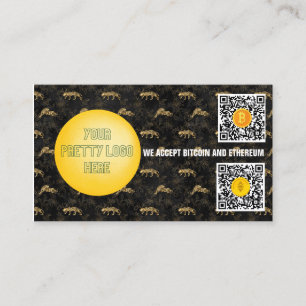 gold and black panter we accept bitcoin modern business card