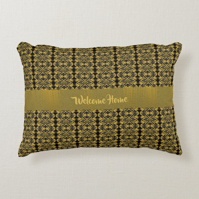 Gold and Black Pattern Decorative Cushion (Front)