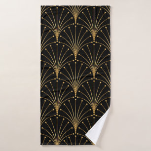 Gold and black pattern. Luxury background Bath Towel