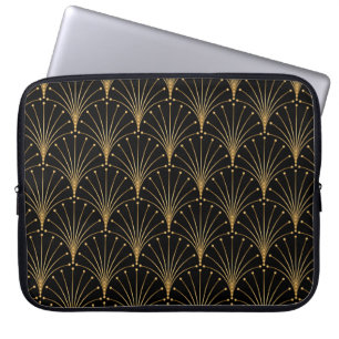 Gold and black pattern. Luxury background Laptop Sleeve