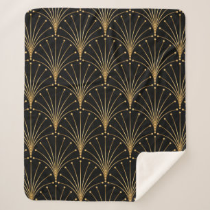 Gold and black pattern. Luxury background Sherpa Blanket