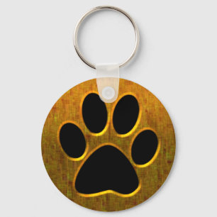 GOLD AND BLACK PAW PRINT KEY RING