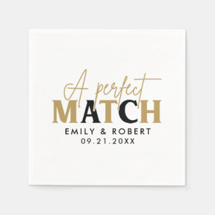 Gold and black-Perfect Match Wedding Gift Napkin