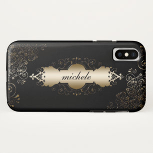 Gold and Black Personalised iPhone X Case