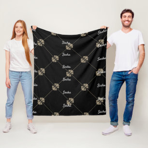 Gold and black Personalized name blanket for adult
