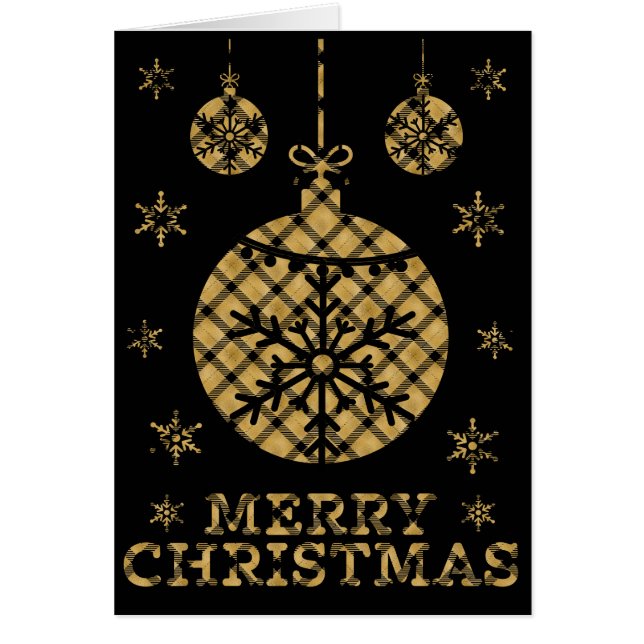 Gold and Black Plaid Christmas Black Cut Out (Front)