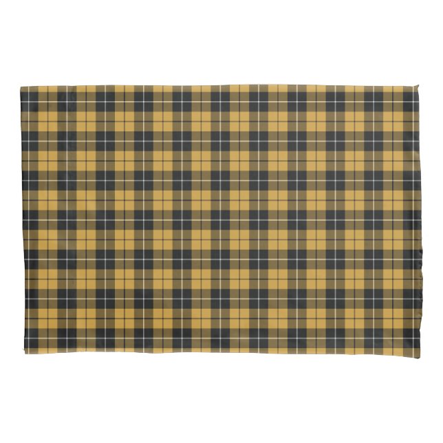Gold and Black Plaid Pattern Pillowcase (Front)
