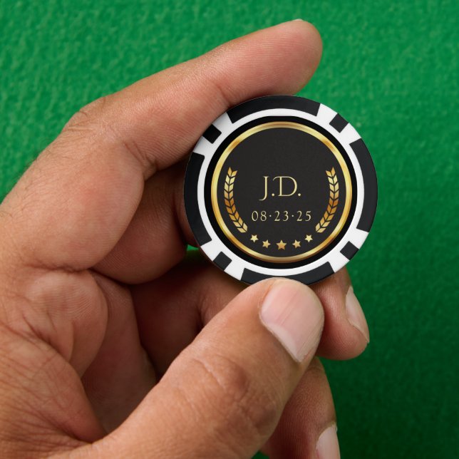 Gold and Black Poker Chips (Hand)