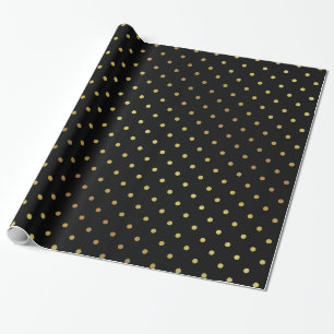 Gold and Black Polka Dots Wrapping Paper