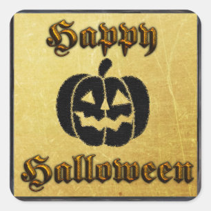 Gold and Black Pumpkin Halloween Stickers