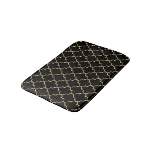 Gold and Black Quatrefoil Bath Mat