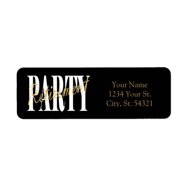 Gold and Black Retirement Address Labels (Front)