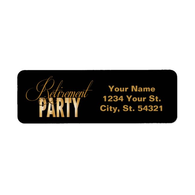 Gold and Black Retirement Address Labels (Front)