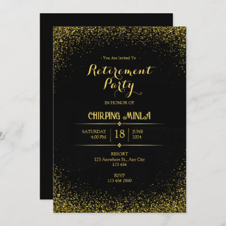 Gold and Black Retirement Party Invitational Card