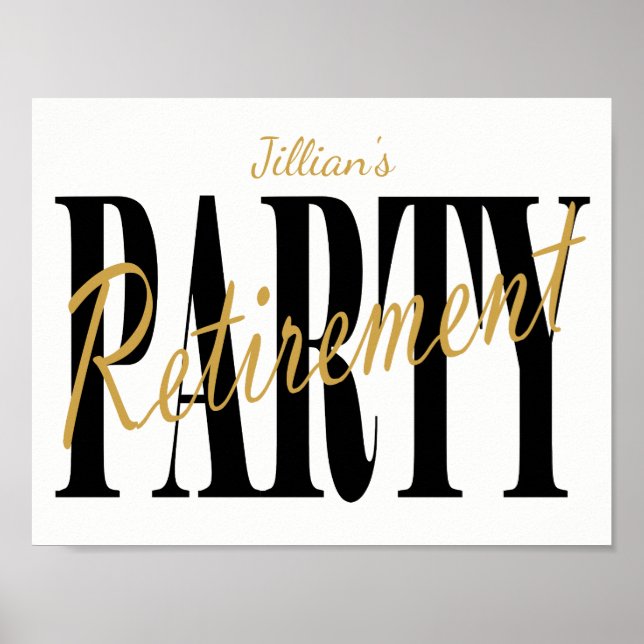 Gold and Black Retirement Party Poster (Front)