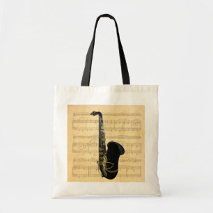 Gold and Black Saxophone Canvas Crafts & Shopping Tote Bag
