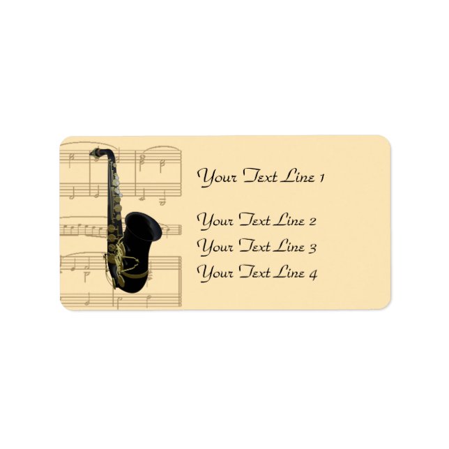 Gold and Black Saxophone Sheet Music Labels (Front)
