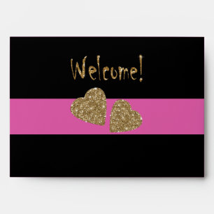 Gold and black, shiny envelope