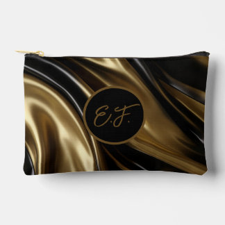 Gold and Black Silk Accessory Pouch
