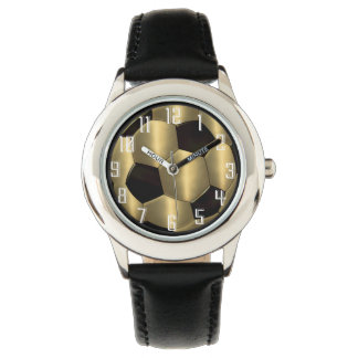 Gold and Black Soccer Ball Watch