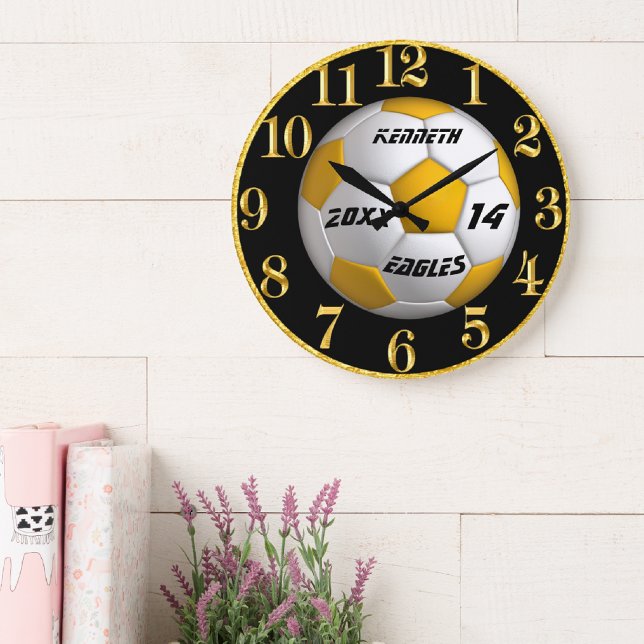 Gold and black soccer clock with Player Name (Creator Uploaded)