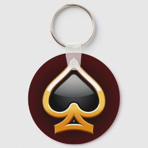 GOLD AND BLACK SPADE KEY RING