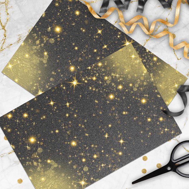 Gold And Black Sparkly Bling Festive Luxury Glam Tissue Paper (Creator Uploaded)