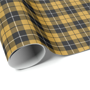 Gold and Black Sporty Plaid Pattern Wrapping Paper
