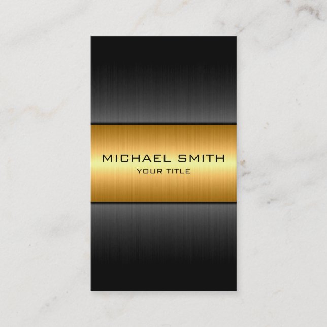 Gold and Black Stainless Steel Metal Business Card (Front)