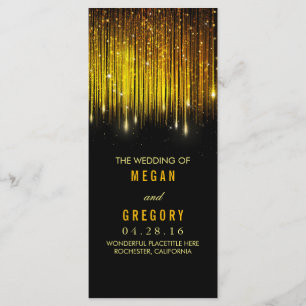 Gold and Black String Lights Wedding Programs