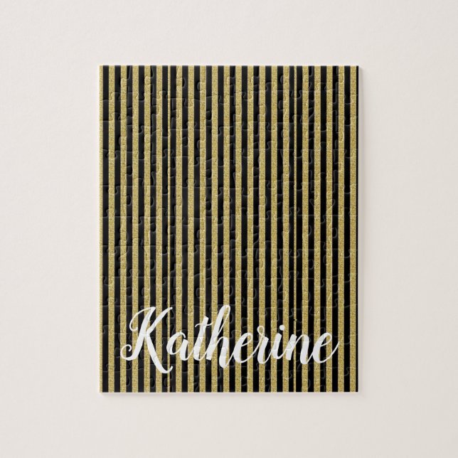 Gold and Black Stripe Jigsaw Puzzle Daisy (Vertical)