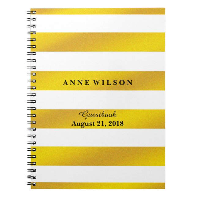 Gold and Black Stripes Background Spiral Notebook (Front)