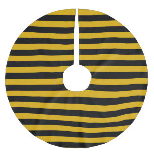 Gold and Black Stripes Brushed Polyester Tree Skirt