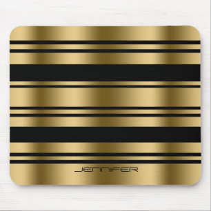 Gold And Black Stripes Pattern Mouse Pad