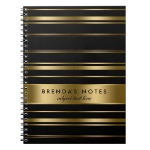 Gold And Black Stripes Pattern Notebook