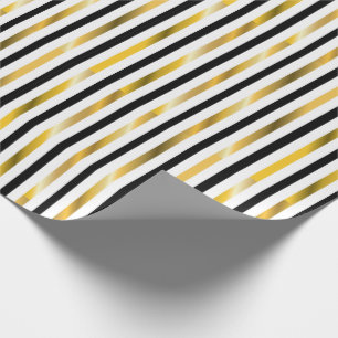Gold and Black Stripes Wrapping Paper