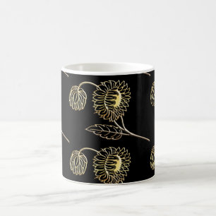 gold and black sunflowers nature art Pattern  Coffee Mug