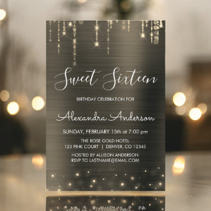 Gold and Black Sweet Sixteen Birthday Invitation