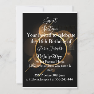 Gold and Black Sweet sixteen Photo Save The Date