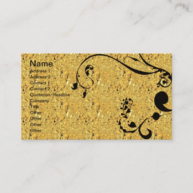 Gold and Black Swirls Business Card (Front)