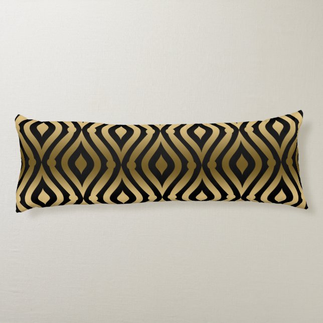 Gold And Black Teardrop Geometric Pattern Body Cushion (Back)