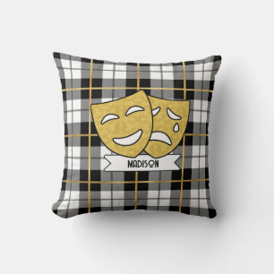 Gold and Black Theatre Drama Icons Pillow